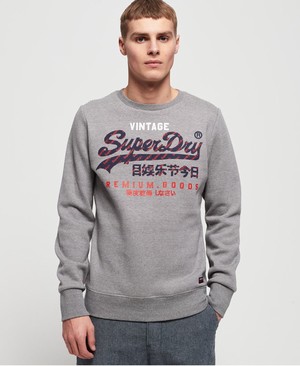 Superdry Premium Goods Racer Crew Férfi Pulóver Szürke | VROCG0348